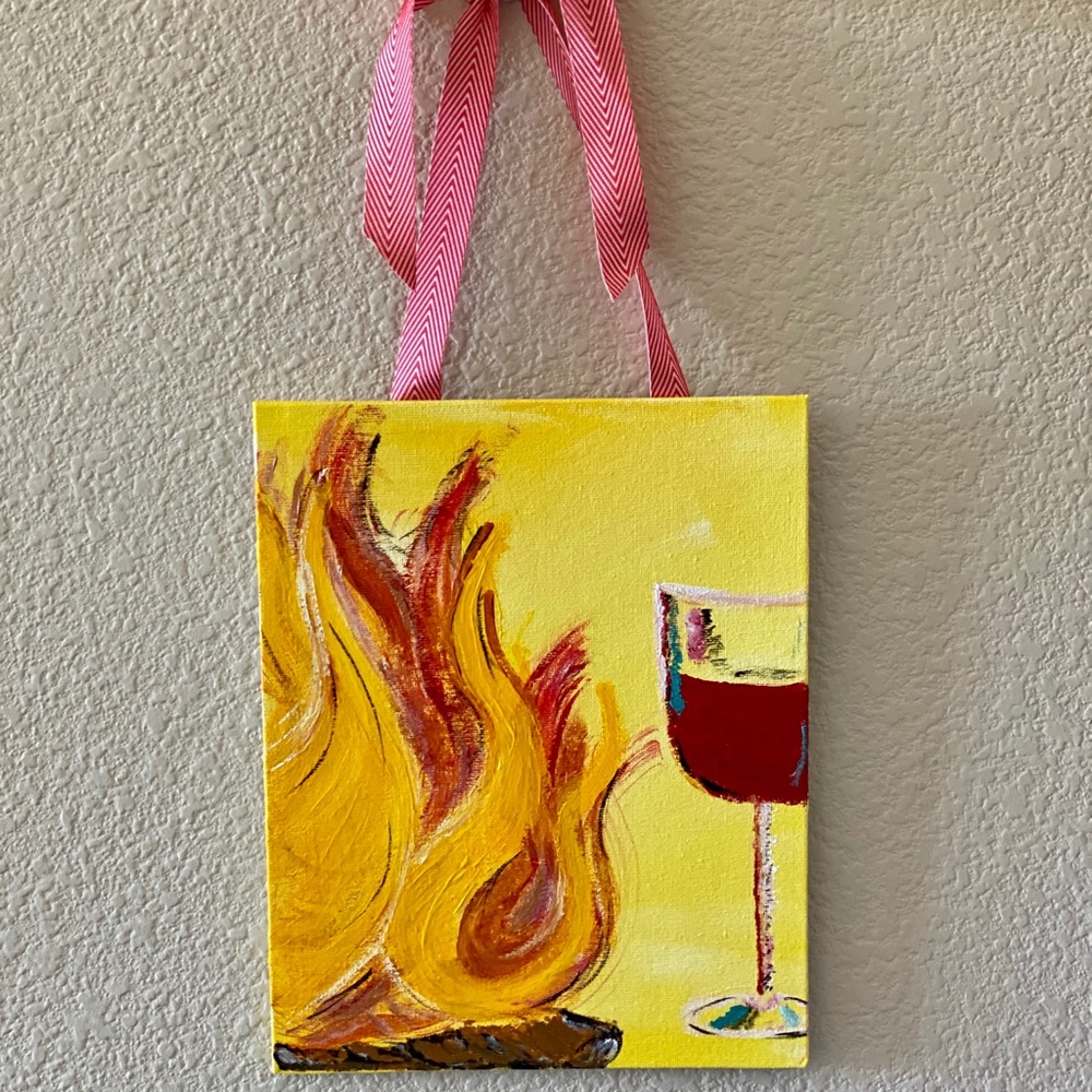 Wine by the Fire Painting